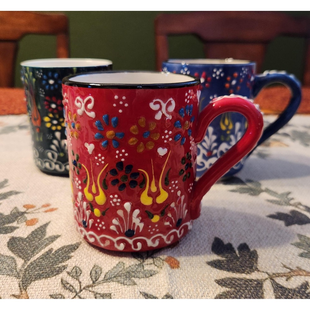 Set of 3 hand made coffee mugs